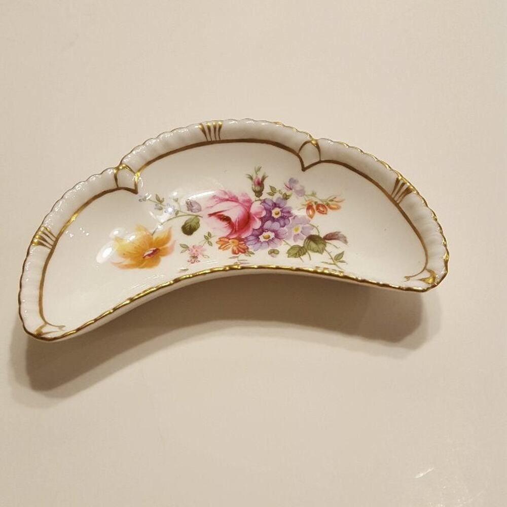 Vintage Royal Crown Derby small fan pin trinket dish tray.